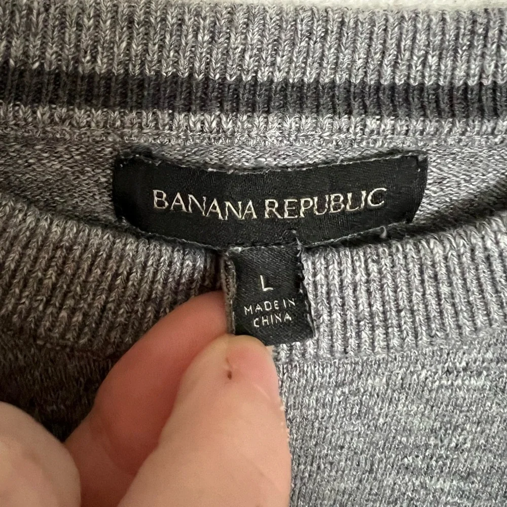 BANANA REPUBLIC‎ Classic Merino Extra Fine Wool Crewneck Sweater Grey Men's Sz L